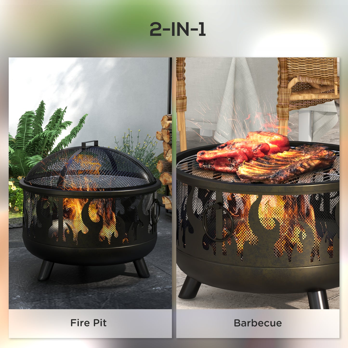 Steel Fire Pit BBQ, with Poker