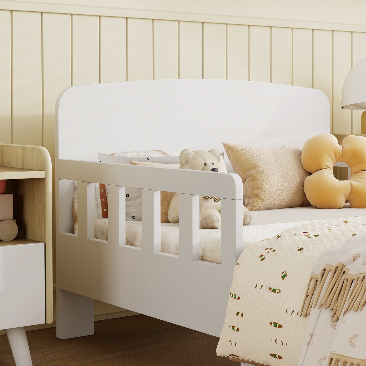 Toddler Bed, Kids Bed Frame with Safety Side Rails