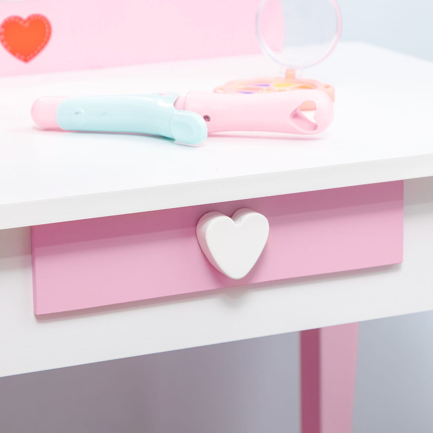 3PCs Kids Bedroom Furniture Set with Bed, Dressing Table and Stool