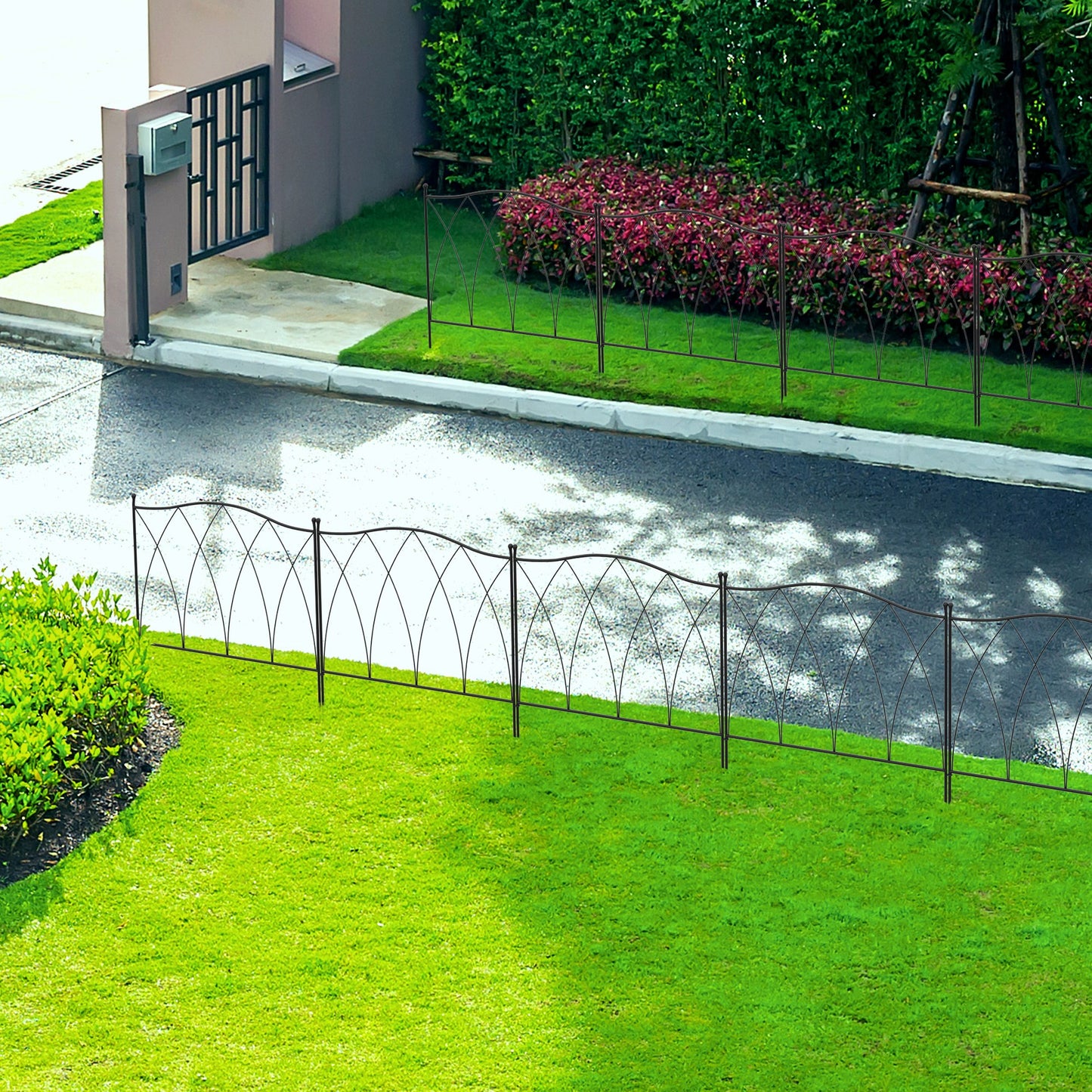 Set of Five 61.5cm Decorative Metal Fence Panels