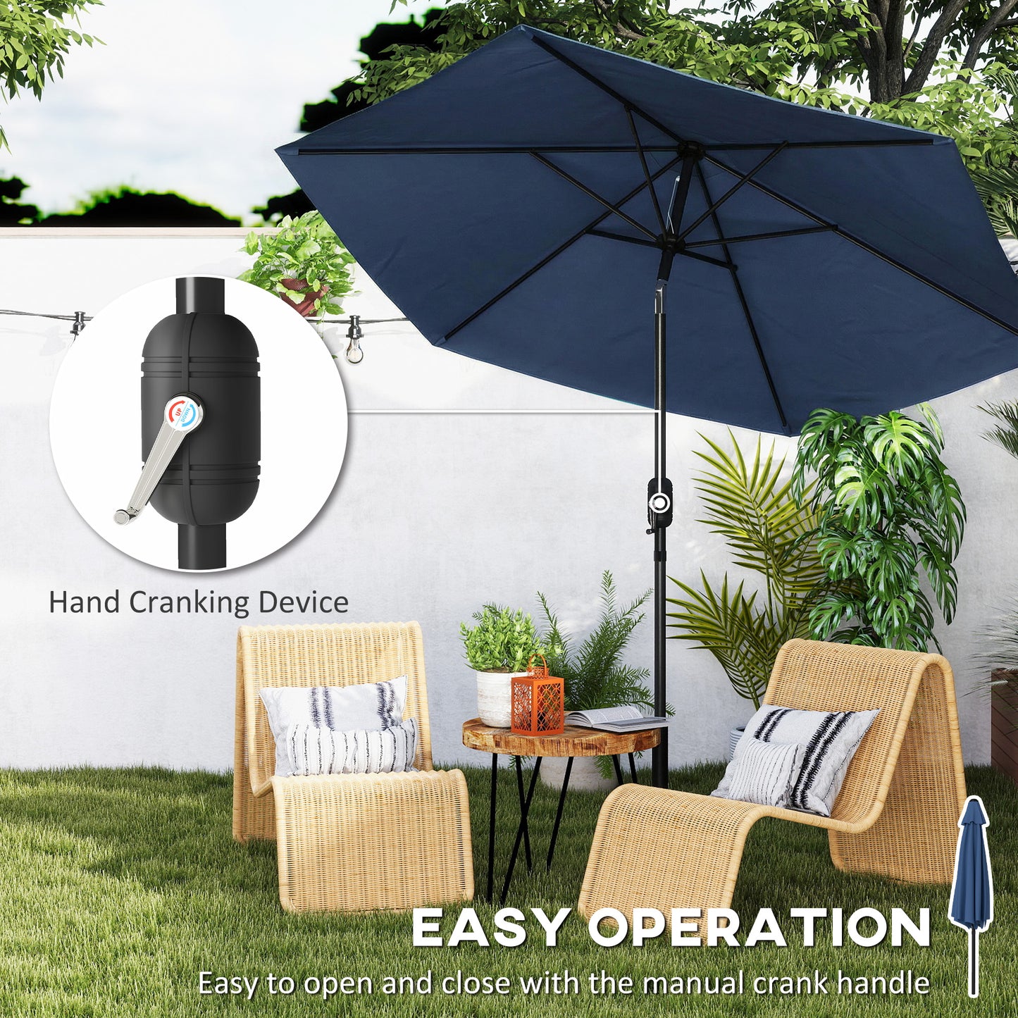 2.6 m Garden Parasol Umbrella with Aluminium Pole (8)