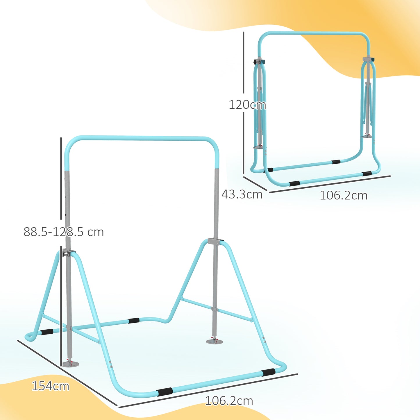 Kids Gymnastic Bar, with Adjustable Height, Foldable Horizontal Bars