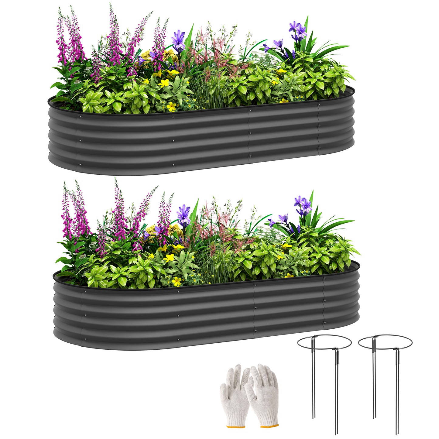Set of Two 181 x 93cm Steel Planters