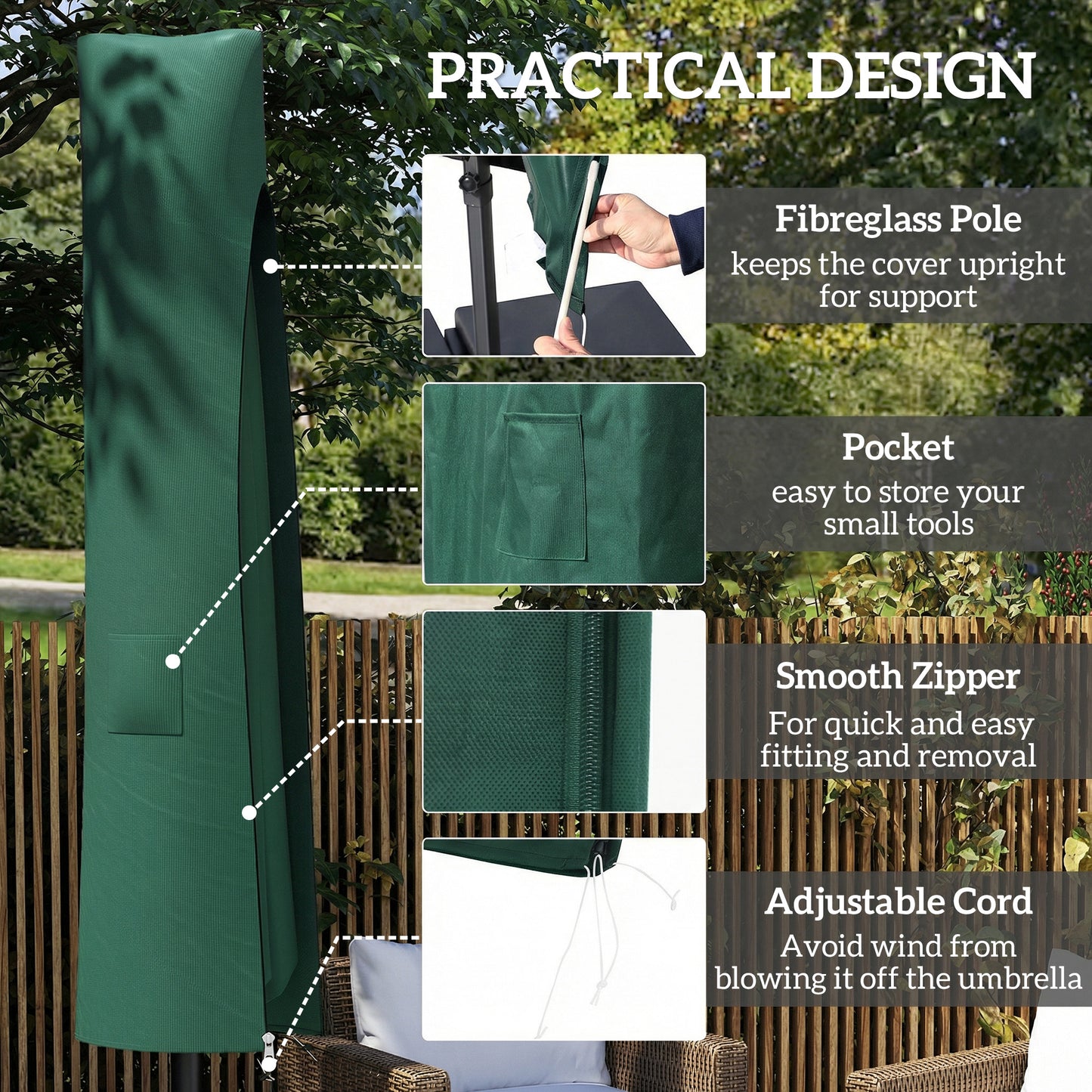 Garden Parasol Cover, Waterproof Cantilever Banana Umbrella