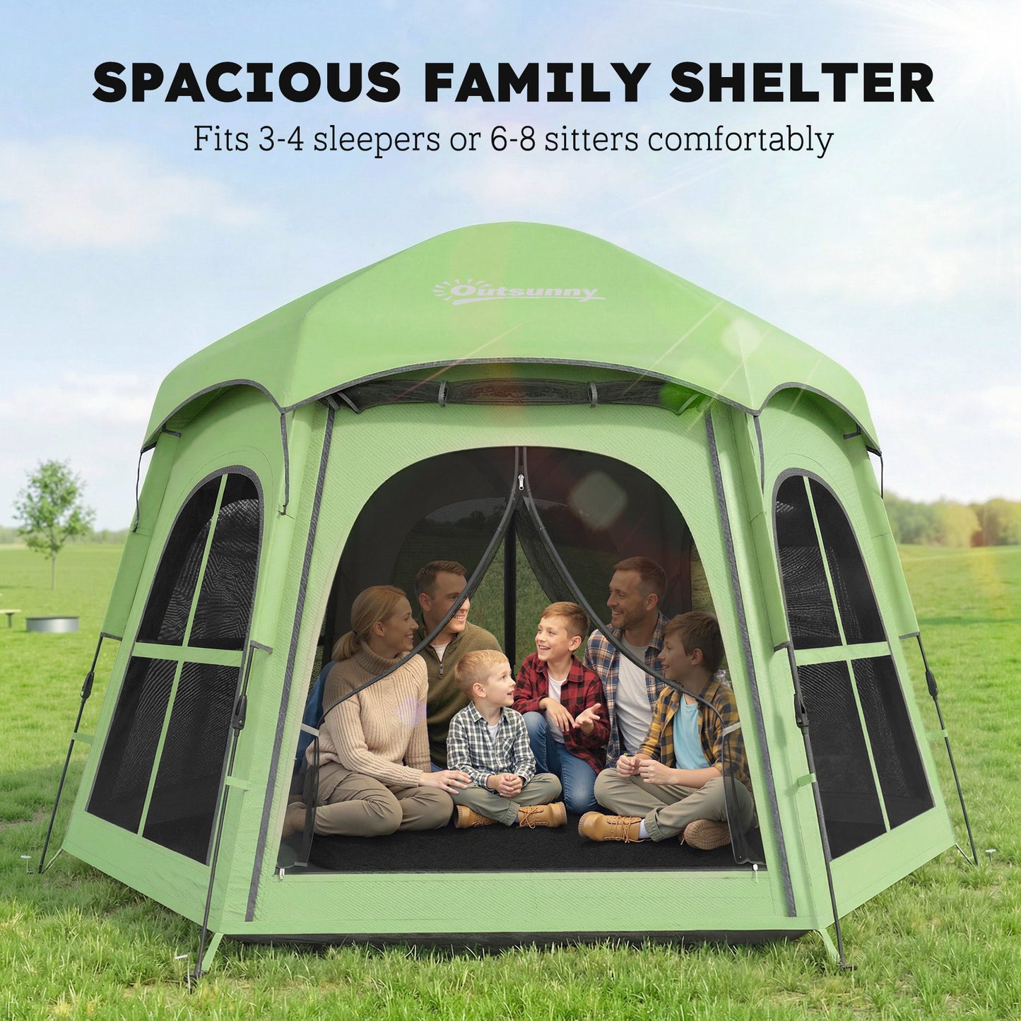 Pop Up Tent 3000mm Waterproof Instant Camping Tent 3-4 Person