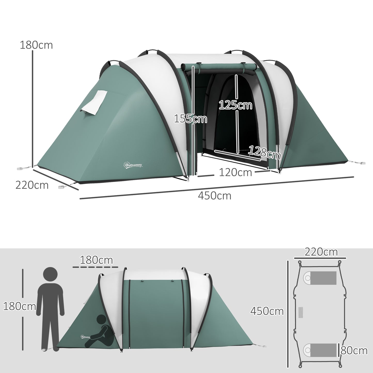 Two-Man Tent, with Bedrooms, Living Room and Canopy