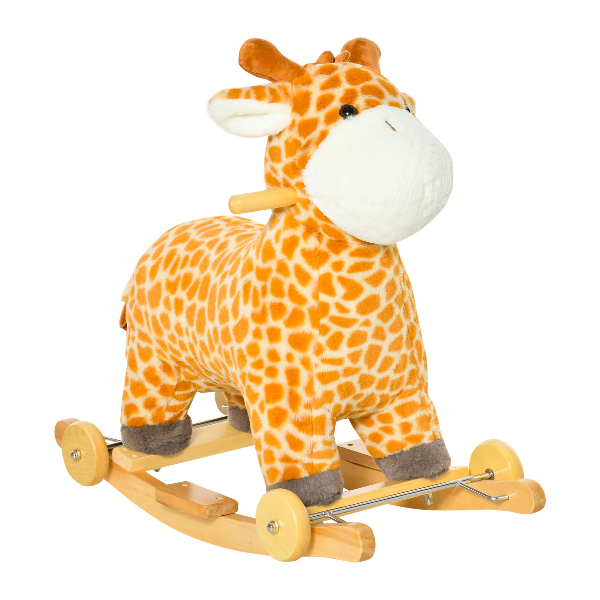 2 In 1 Kids Todder Rocking Horse Plush Ride On Giraffe Rocker