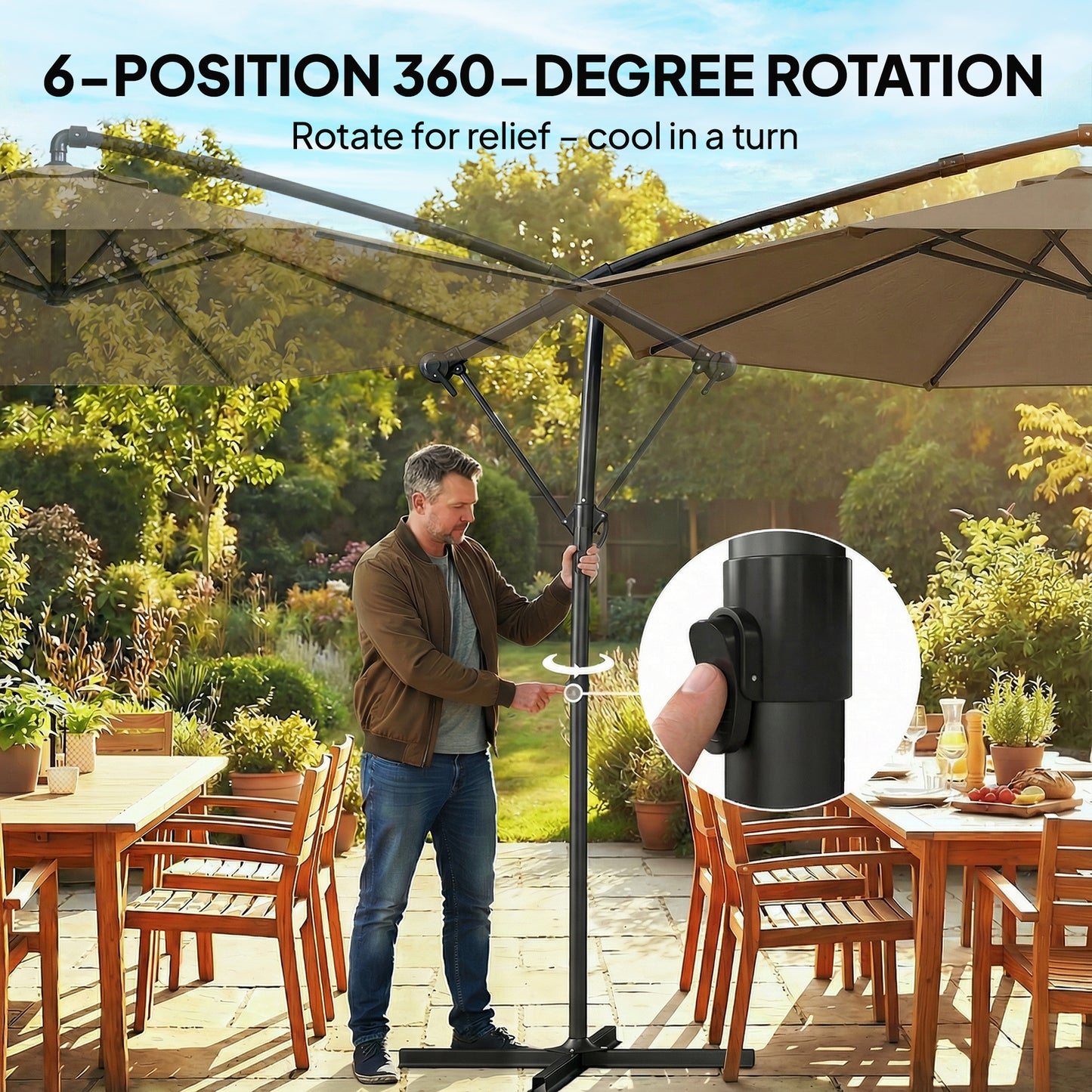 3 m Garden Cantilever Parasol with Cover