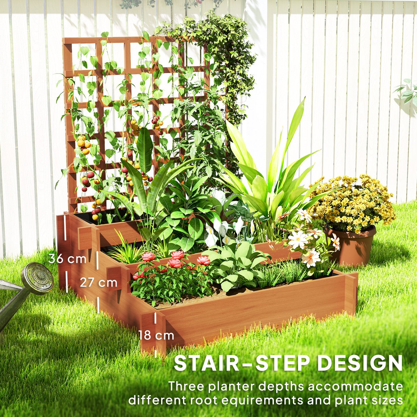 3 Tier Garden Planters with Trellis for Vine Climbing (1)