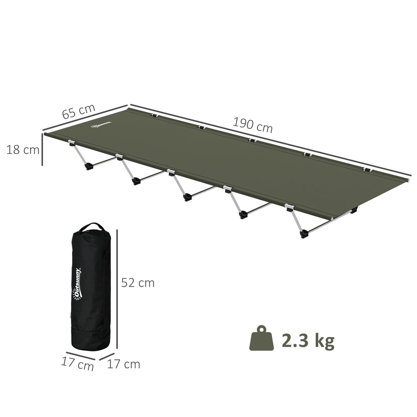 Lightweight Camping Bed, Aluminium Portable Camp Cot w/ Strong