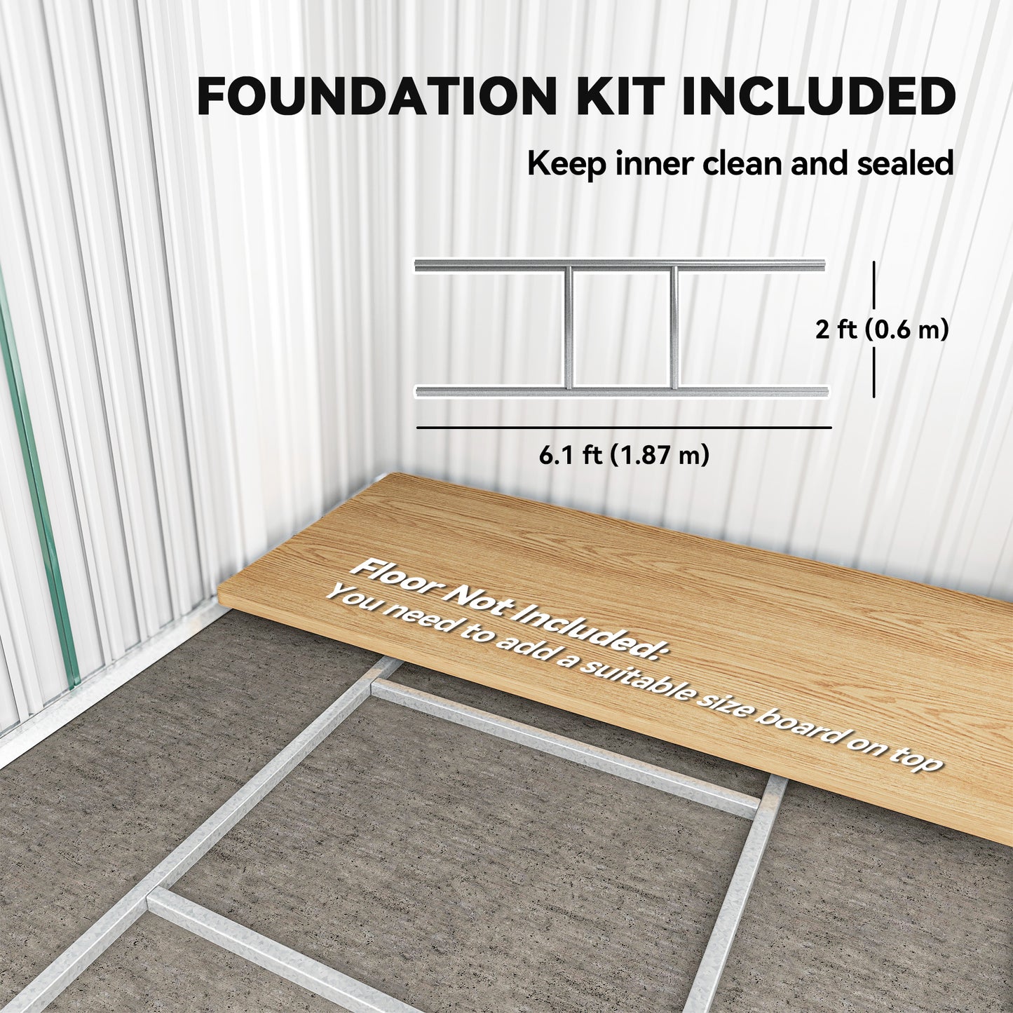 7 x 4ft Outdoor Storage Shed with Foundation Kit