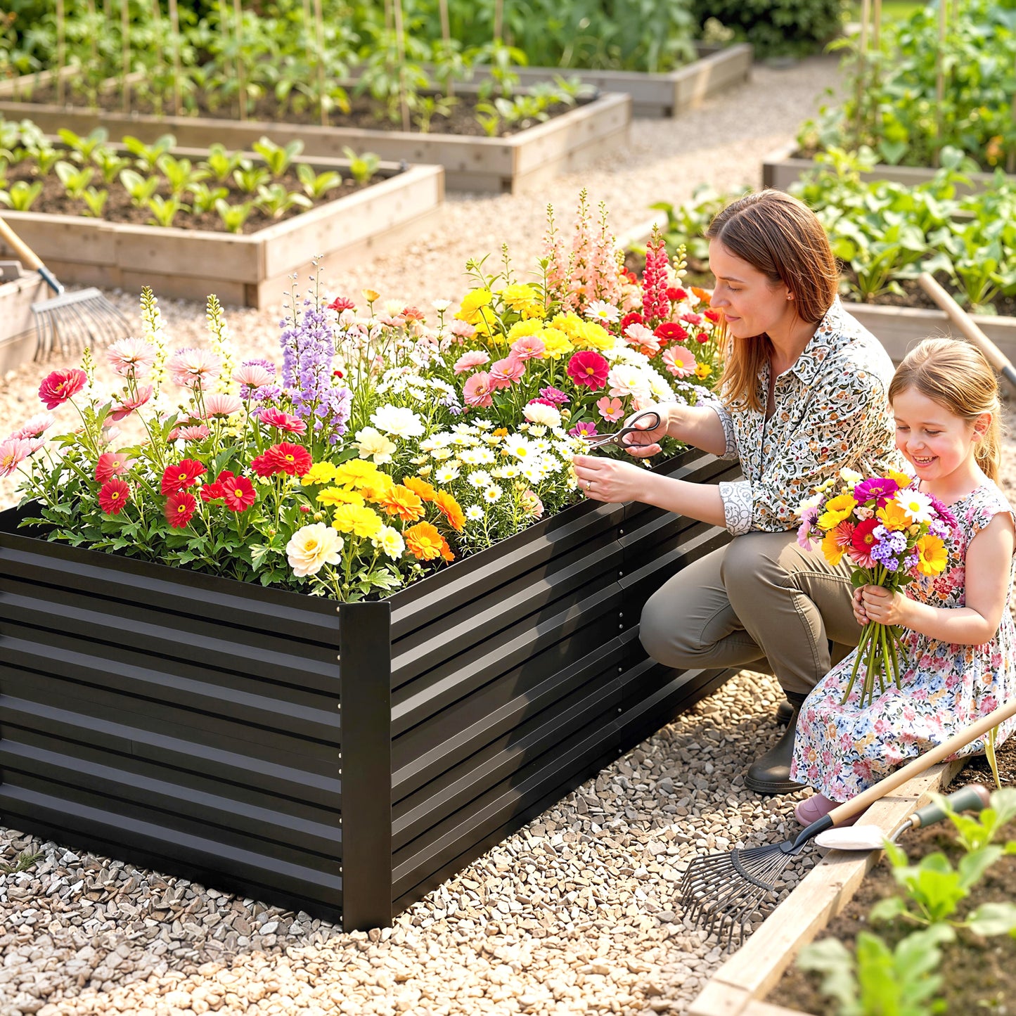 Raised Beds for Garden, Galvanised Steel Outdoor Planters (1)