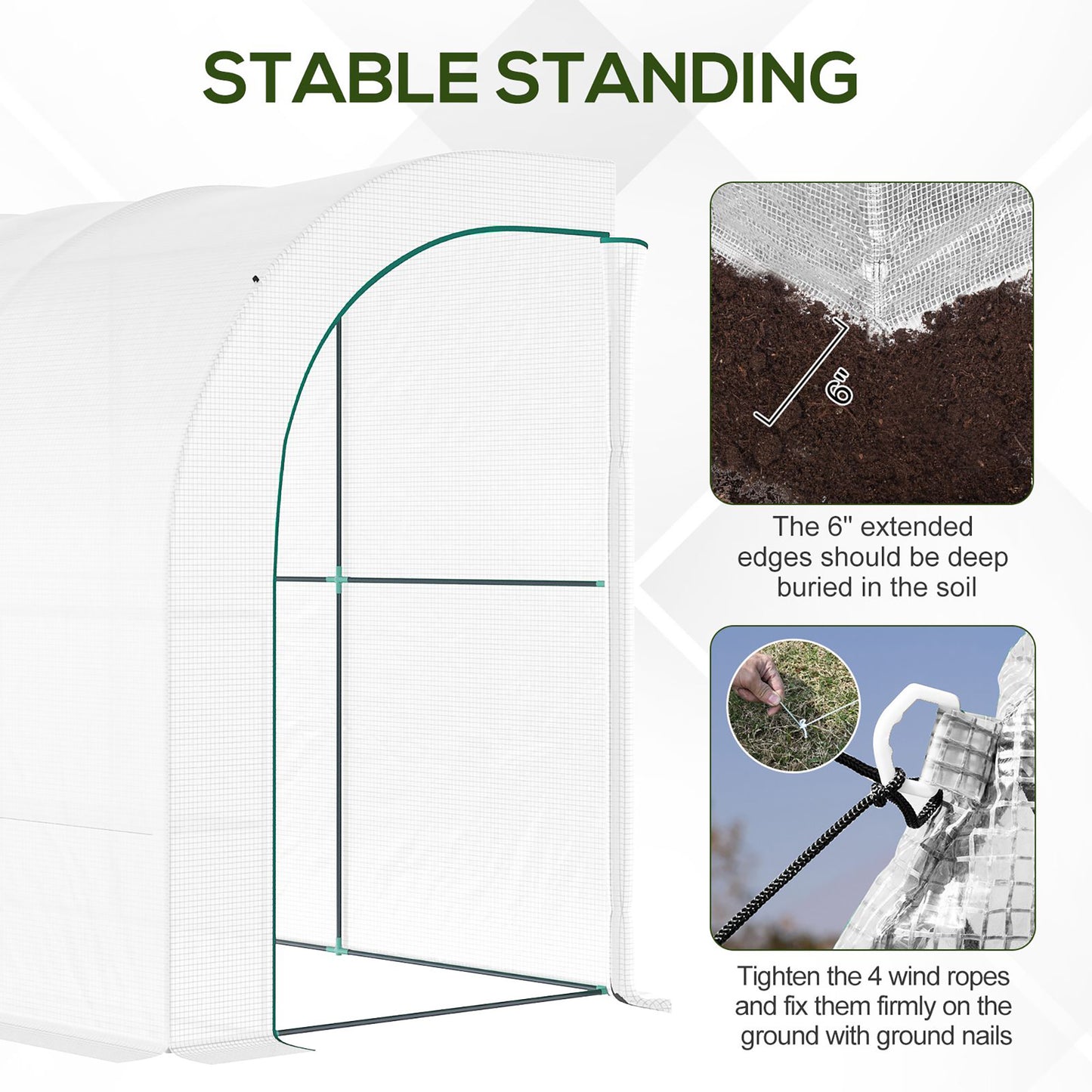Outdoor Walk-In Greenhouse, Plant Nursery with Zippered Doors