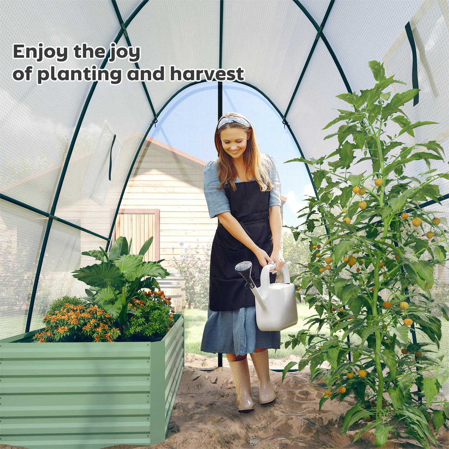 Polytunnel Greenhouse with Sandbags