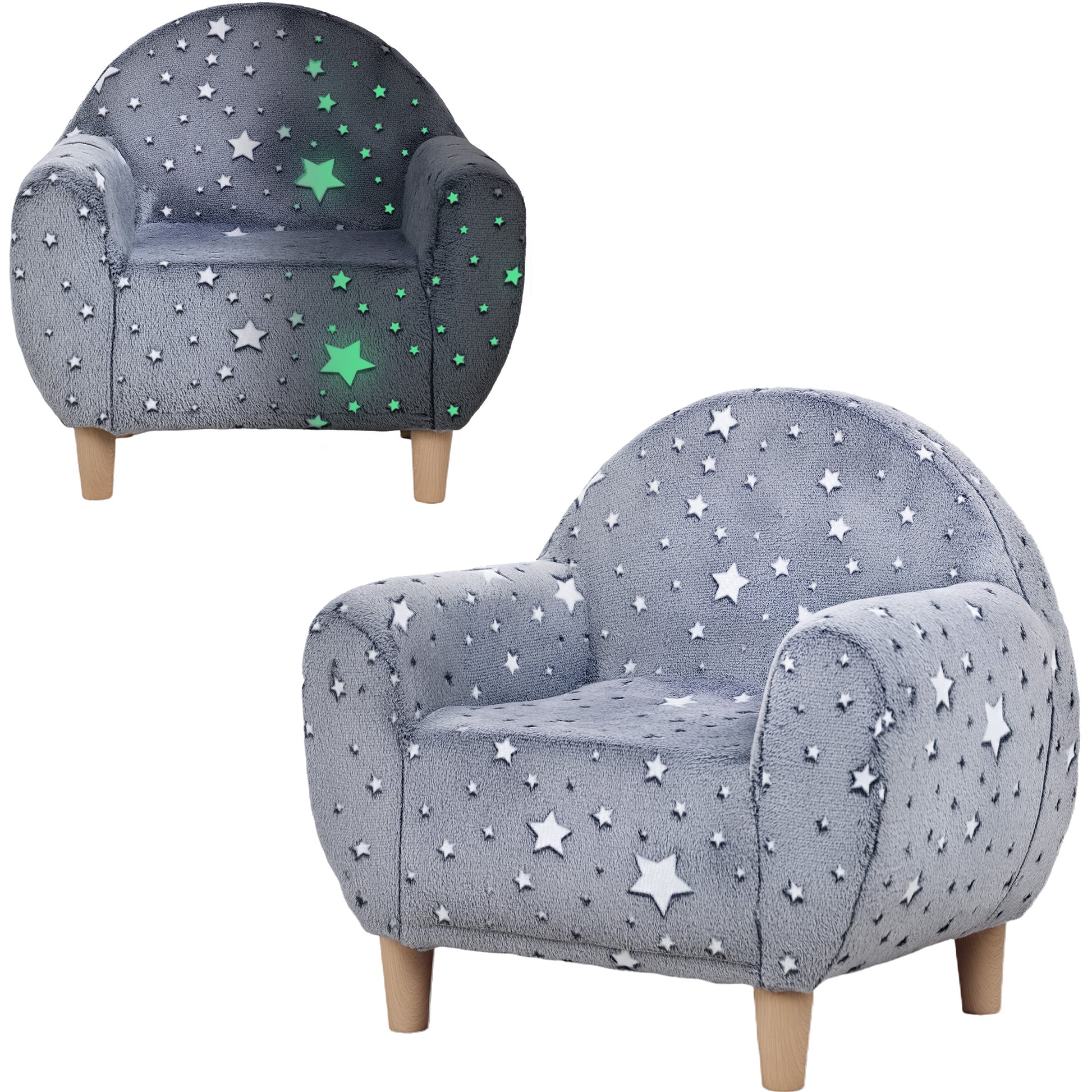 Kids Armchair, Glow in the Dark Chair with Star Design for Bedroom