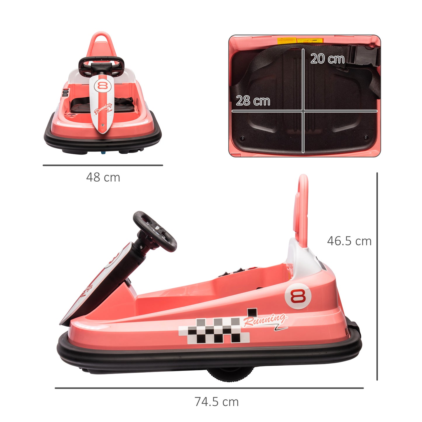 6V Electric Kids Bumper Car, 6V Spin Waltz Car, with Music, Horn
