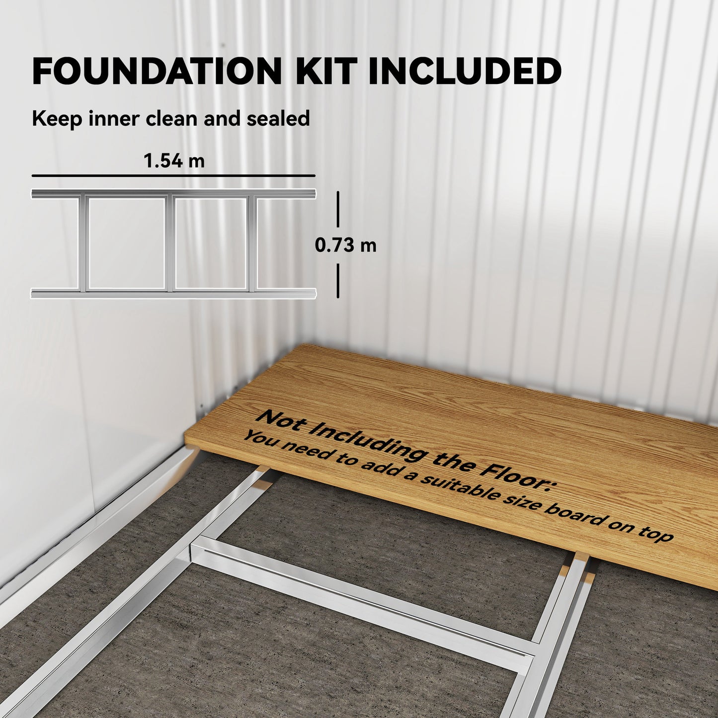 6.5 x 4FT Galvanised Metal Shed with Foundation Kit (1)