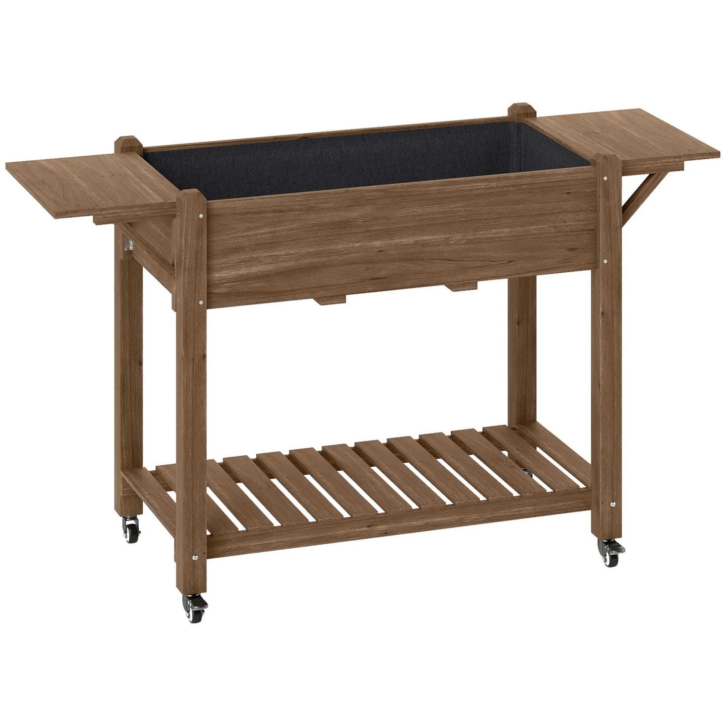 46 x 94cm Wooden Raised Planter, with Shelves