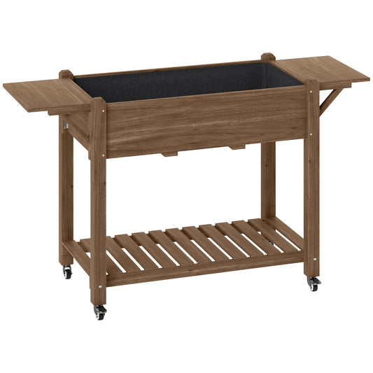 46 x 94cm Wooden Raised Planter, with Shelves
