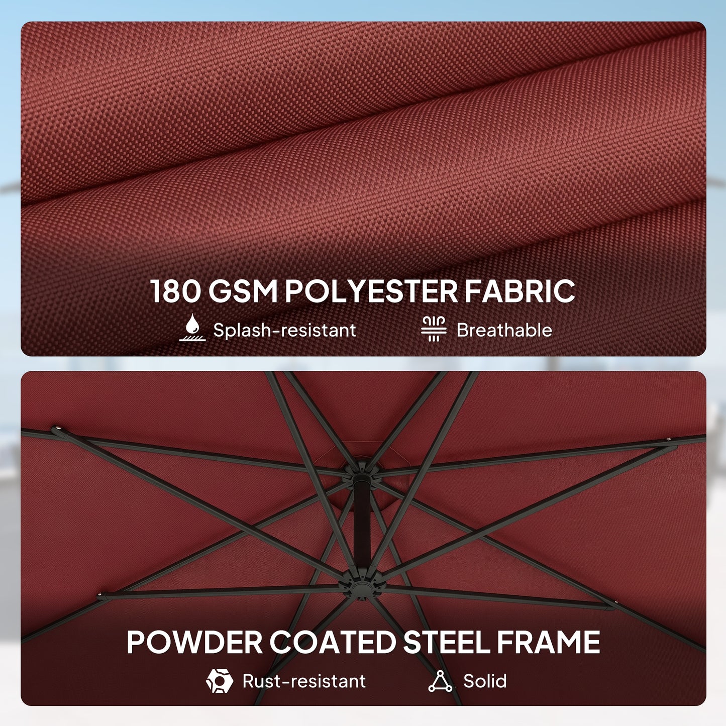 3 m Overhanging Cantilever Parasol, with Cross Base