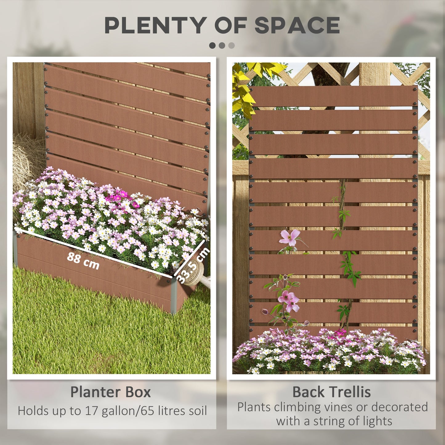 Raised Bed for Garden, Planter with Trellis for Climbing Plants