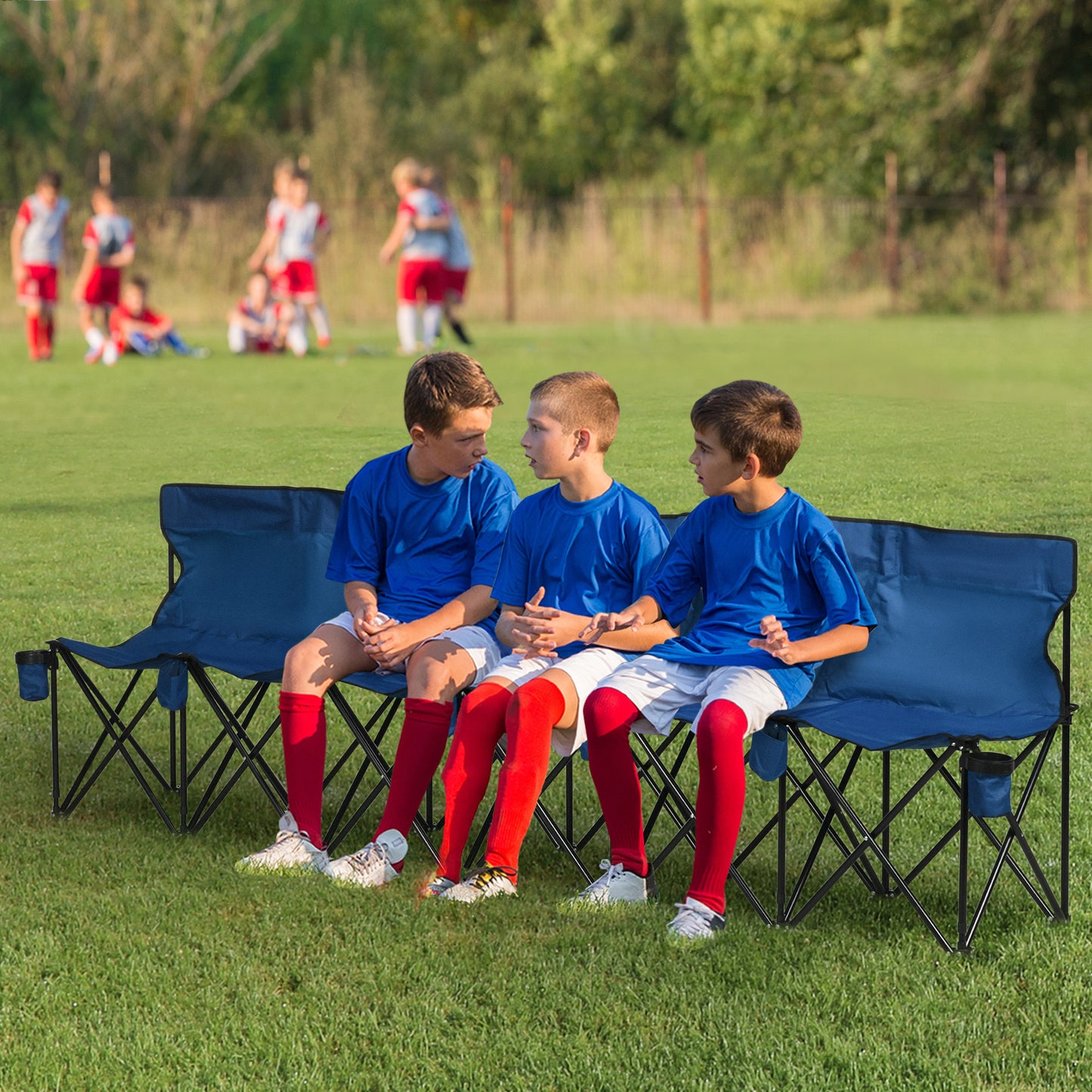 6 Seater Folding Camping Chair with Cup Holder & Carry Bag