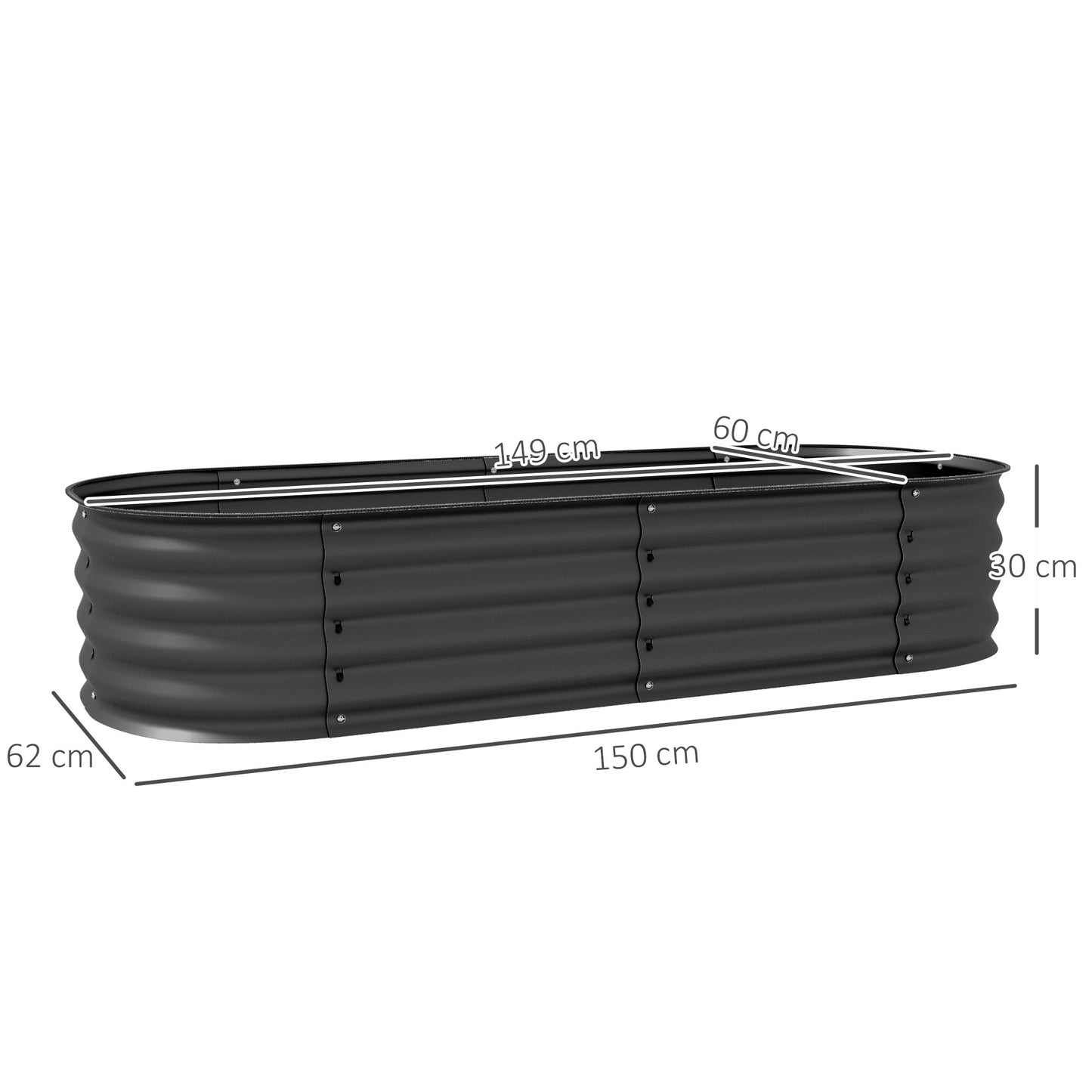 Galvanised Raised Garden Bed, Metal Planter Box with Safety Edging (5)