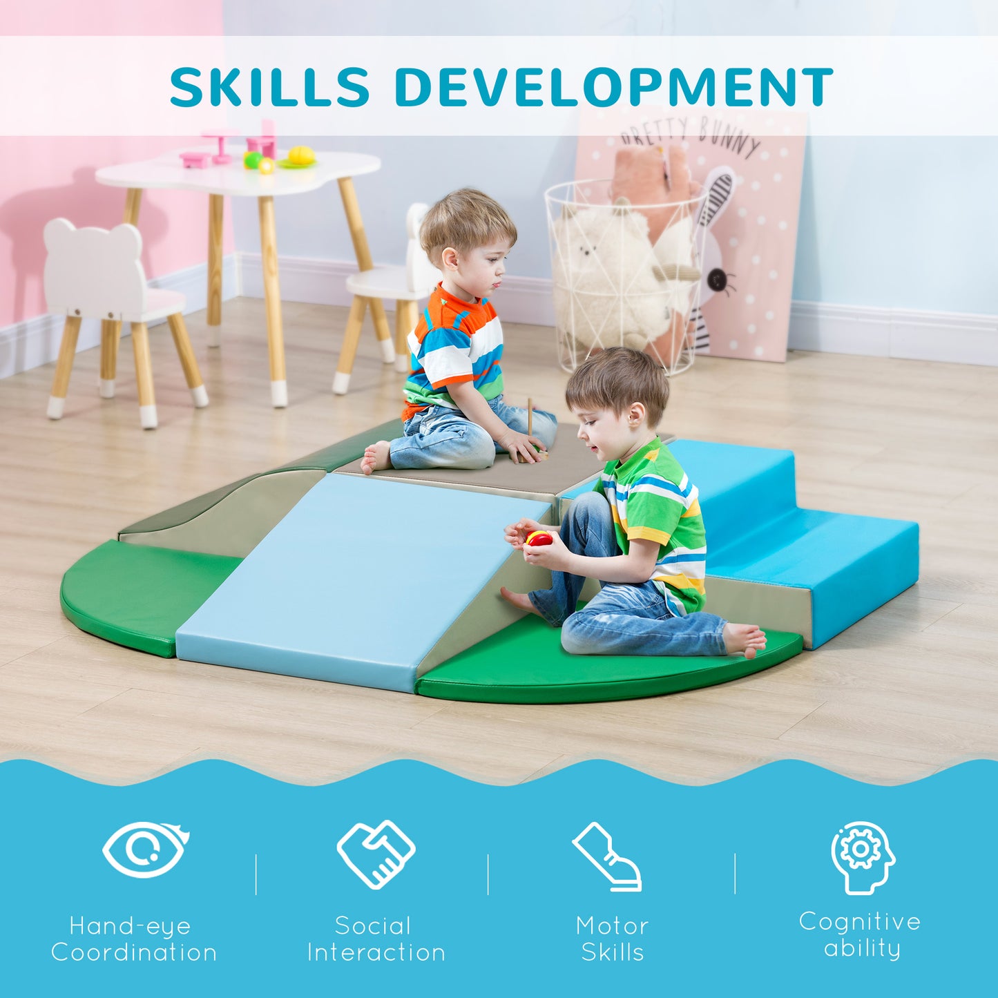 6 Piece Soft Play Equipment for Kids Climb and Crawl