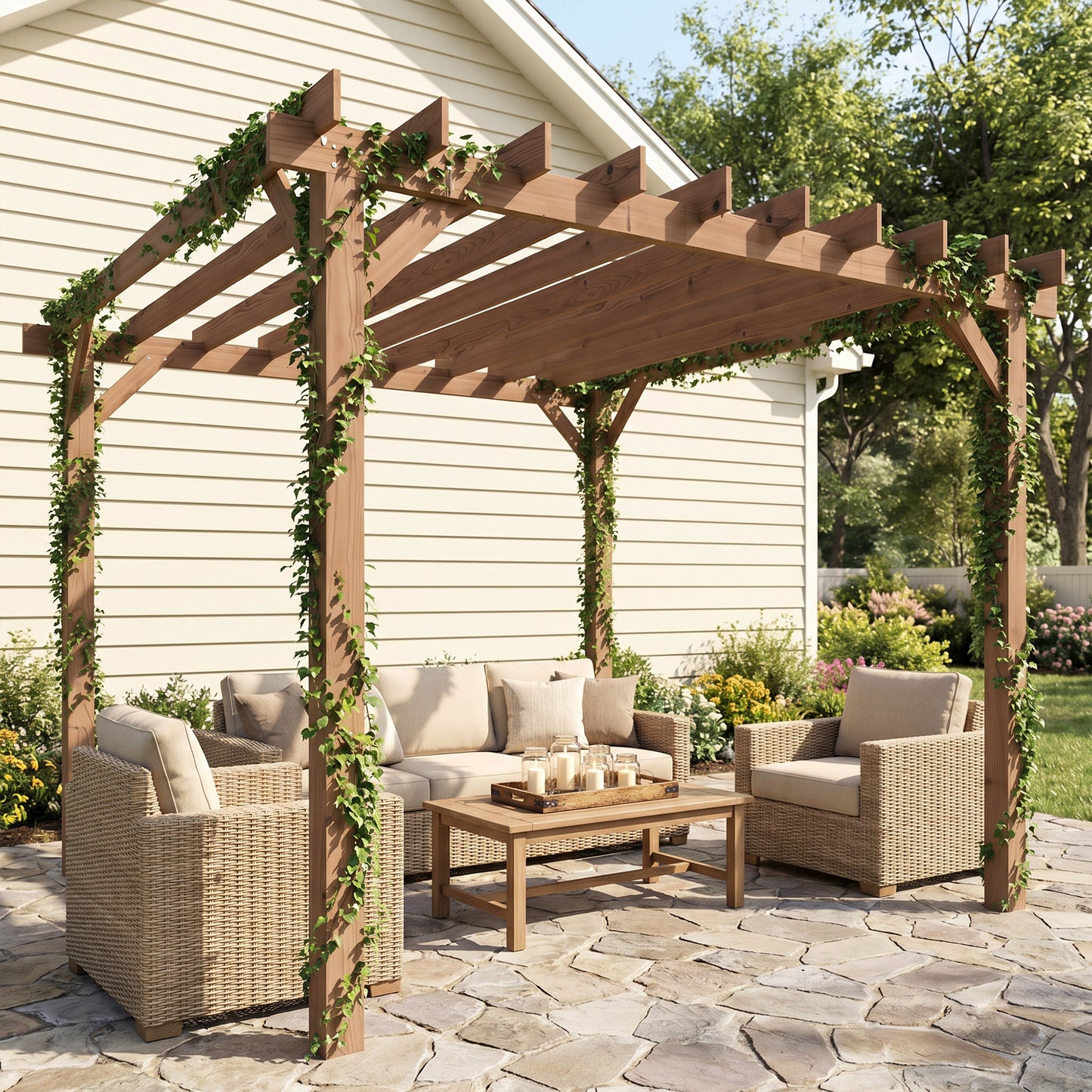 3 x 3 m Wooden Pergola Kit (2)