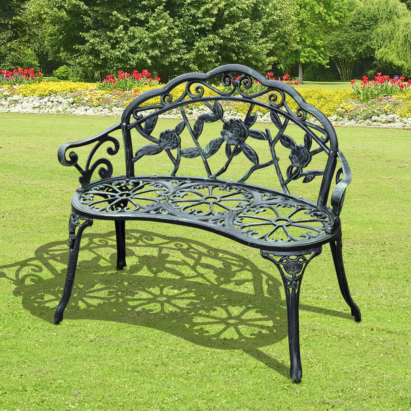 Cast Aluminum Garden Bench-Antique