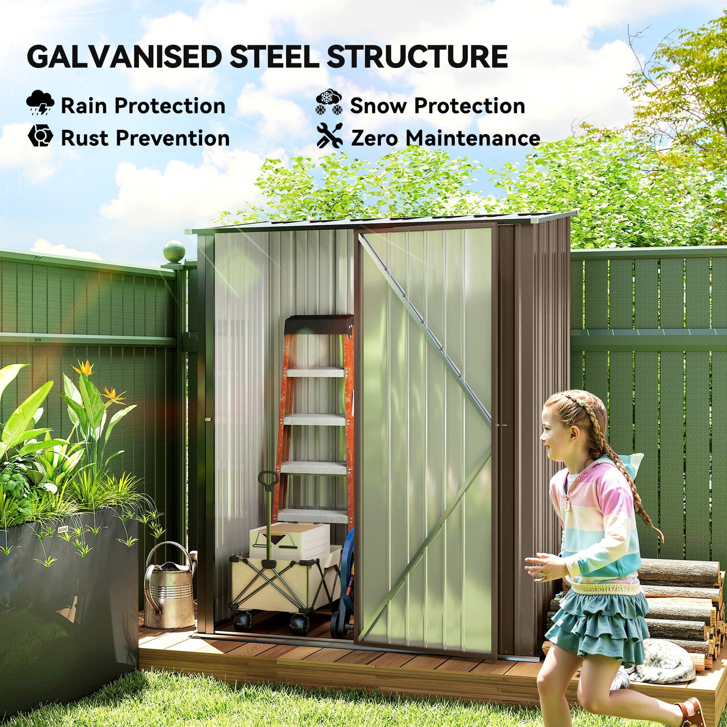 5.3 x 3.1ft Corrugated Steel Garden Shed