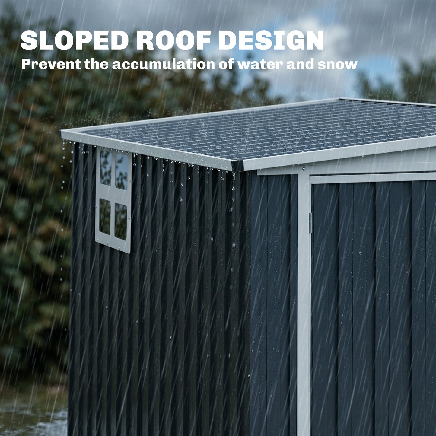 7.6 x 4ft Garden Metal Shed, Outdoor Storage Shed with Window