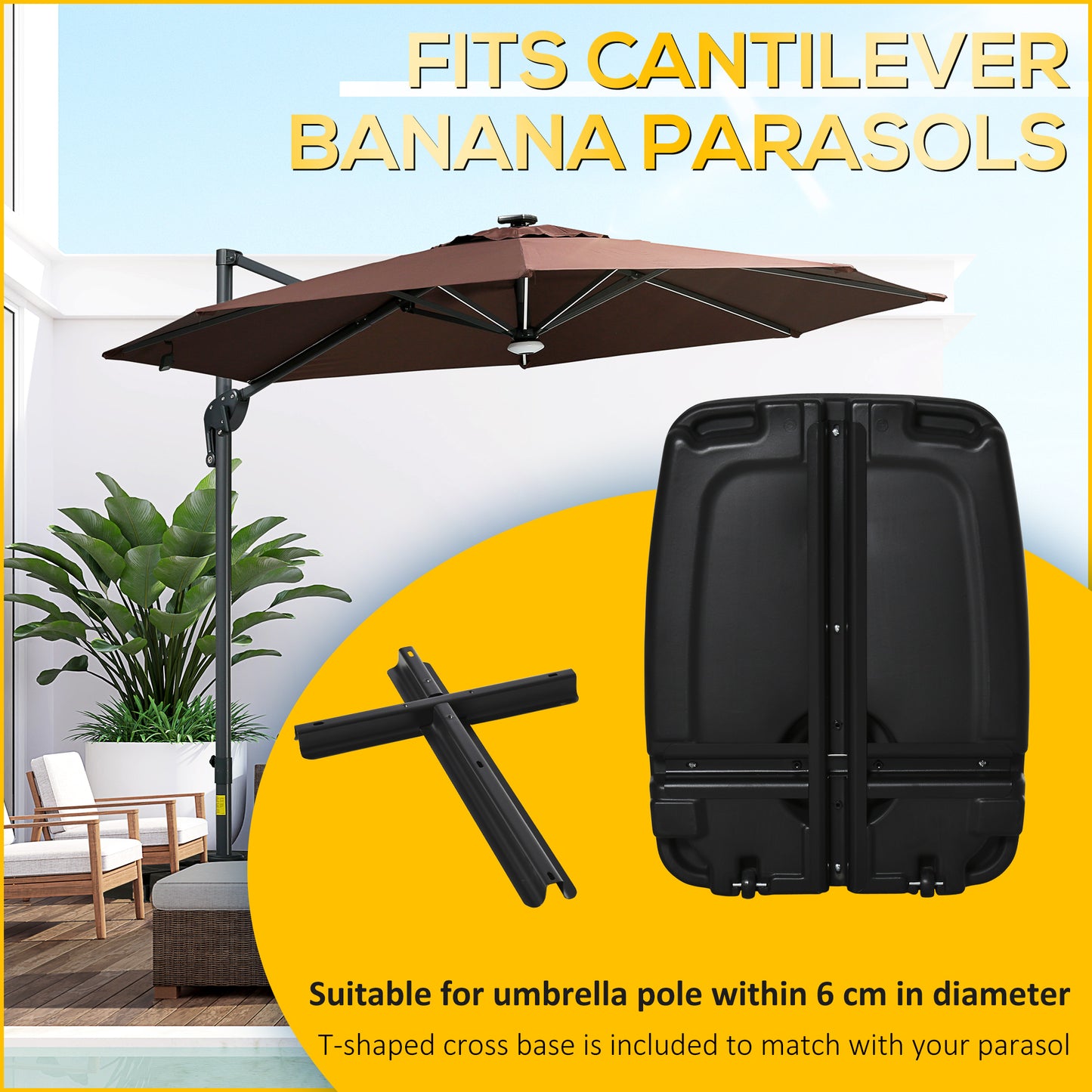 Parasol Base, Water and Sand Filled, Up to 75kg
