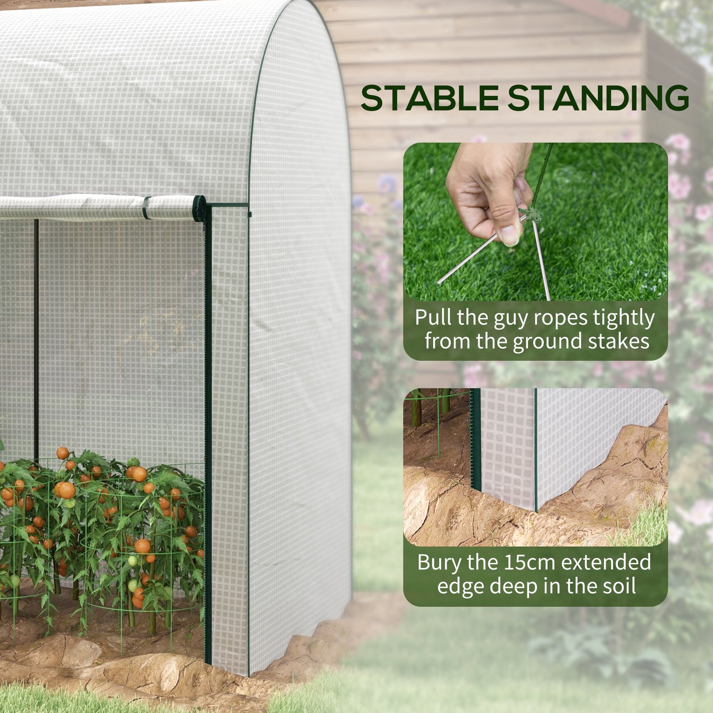 200 x 100cm Walk-In Greenhouse, with Zipped Doors