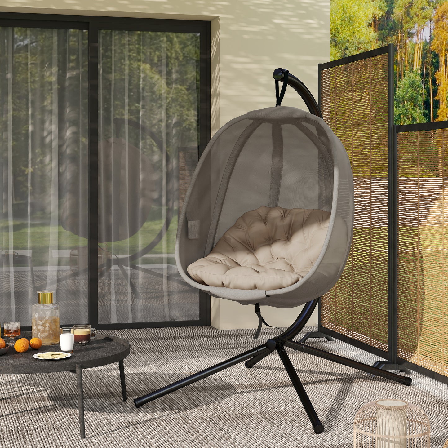 Hanging Egg Chair, Folding Texteline Swing Hammock with Side Pocket