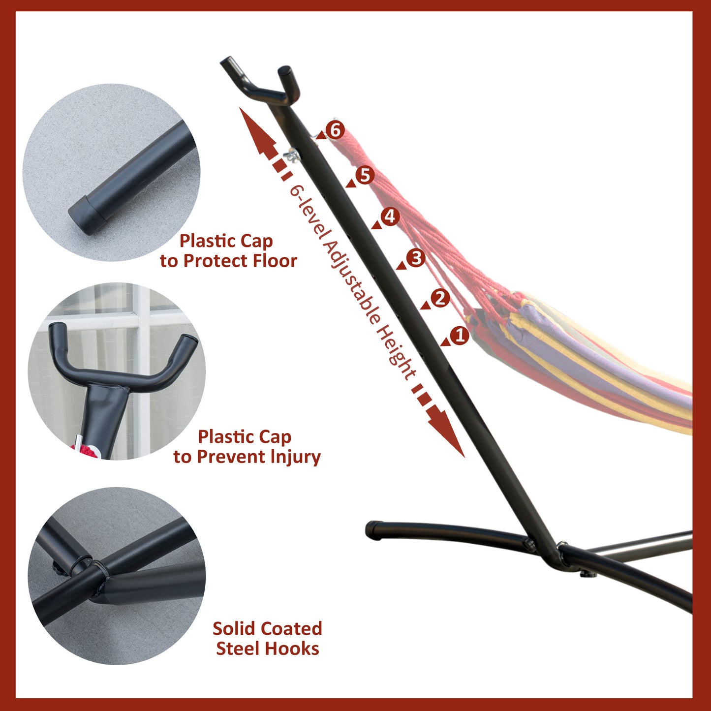 2.9m Universal Hammock Stand Metal Frame Garden Camping Picnic