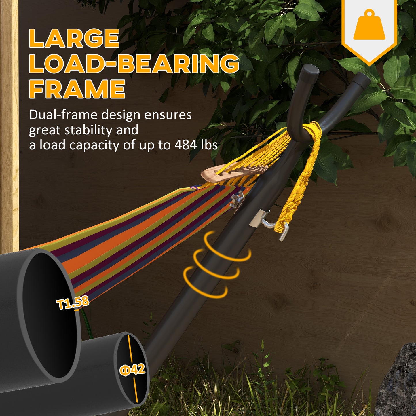 9.5ft Hammock Stand, Portable Hammock with Wheels