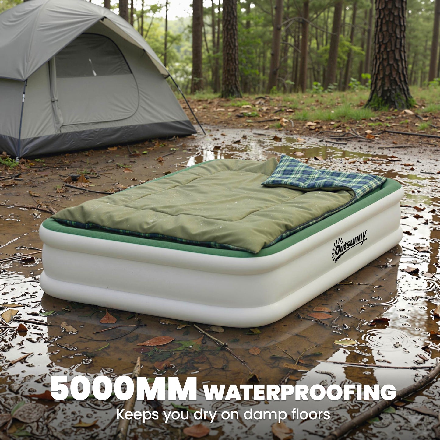 Inflatable Mattress, Double Air Bed with Built-in Electric Pump