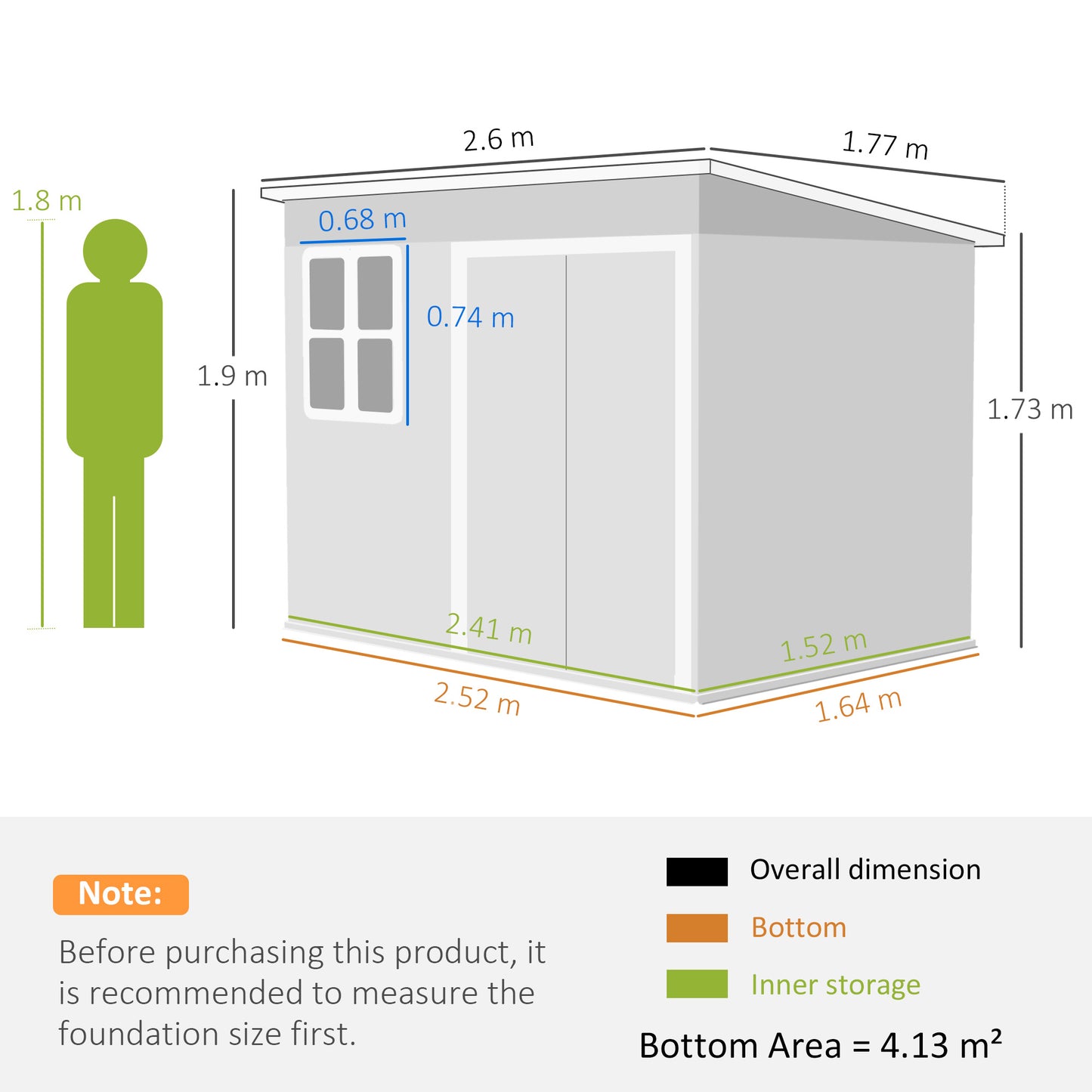 8.5 x 6ft Storage Shed Galvanised Steel Garden Shed
