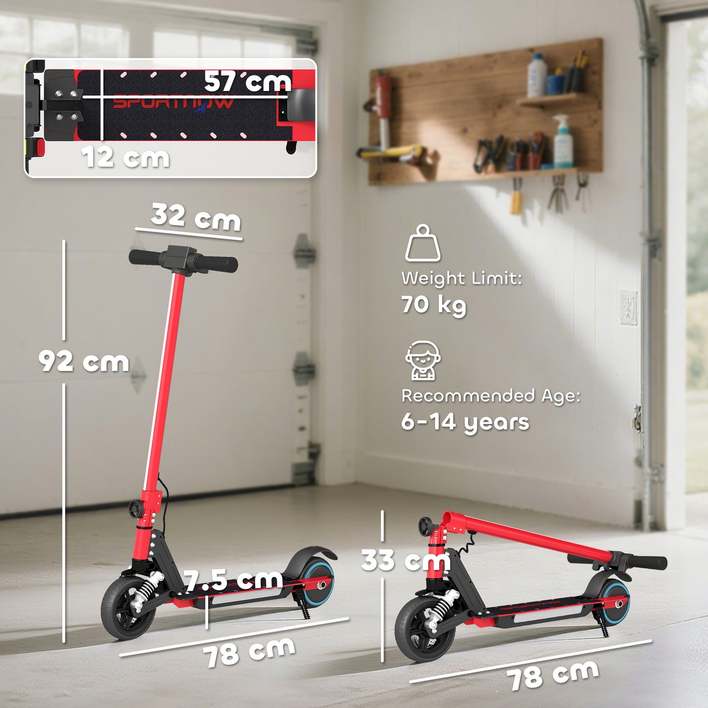 Folding Electric Scooter for Kids, with Dual Brakes