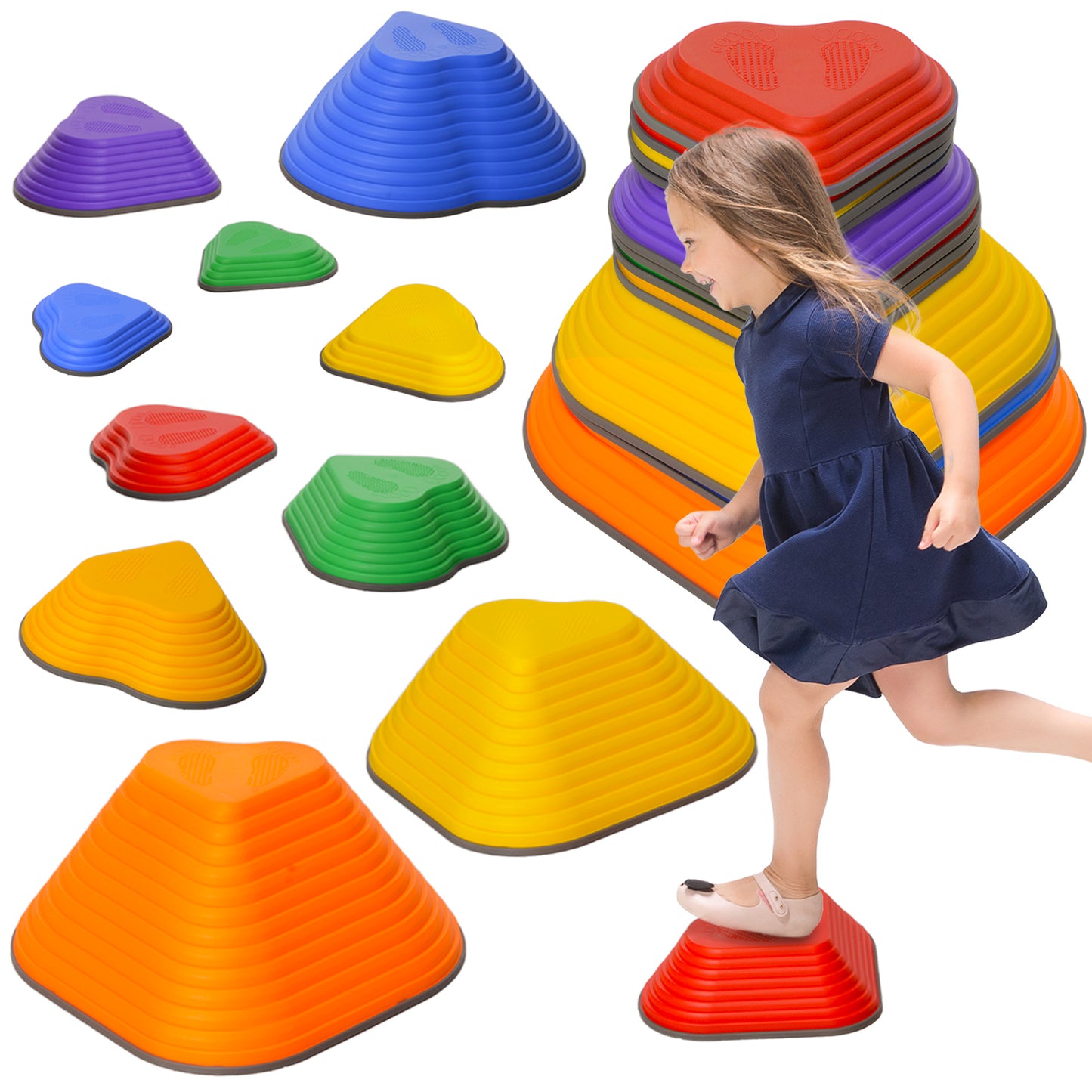 11-Piece Heart-Shaped Kids Balance Stepping Stones and Motor Skills