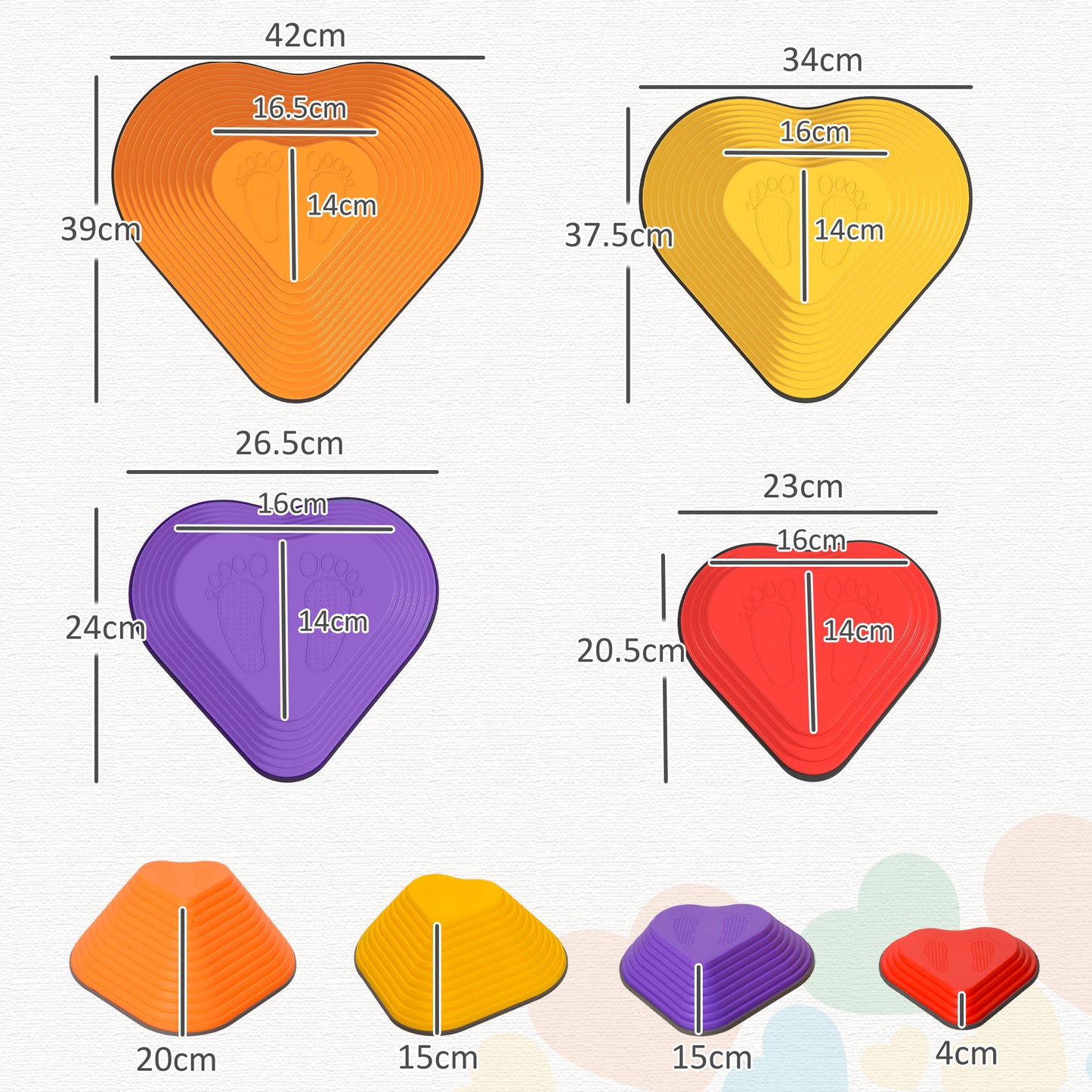 11-Piece Heart-Shaped Kids Balance Stepping Stones and Motor Skills