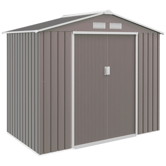 7ft x 4ft Lockable Garden Metal Storage Shed Storage Roofed Tool