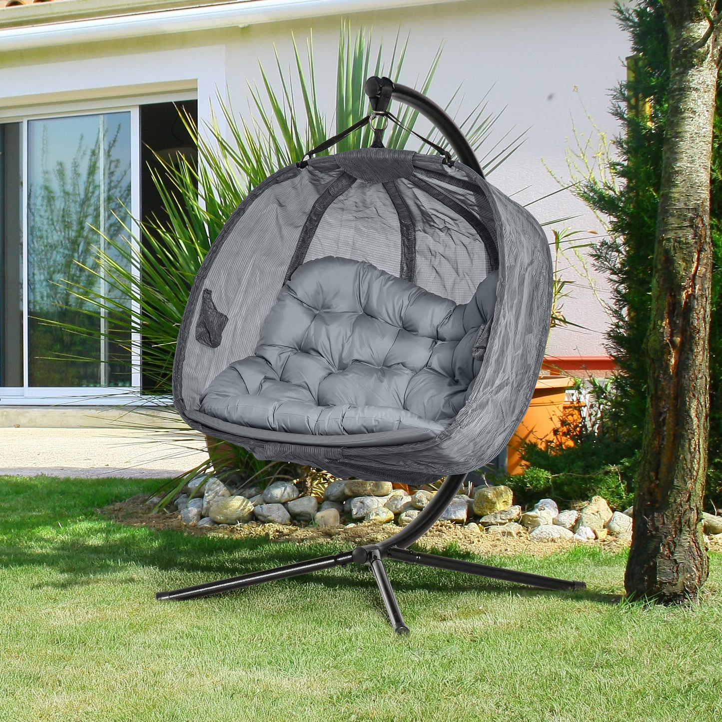 Double Hanging Egg Chair 2 Seaters Texteline Swing Hammock Chair
