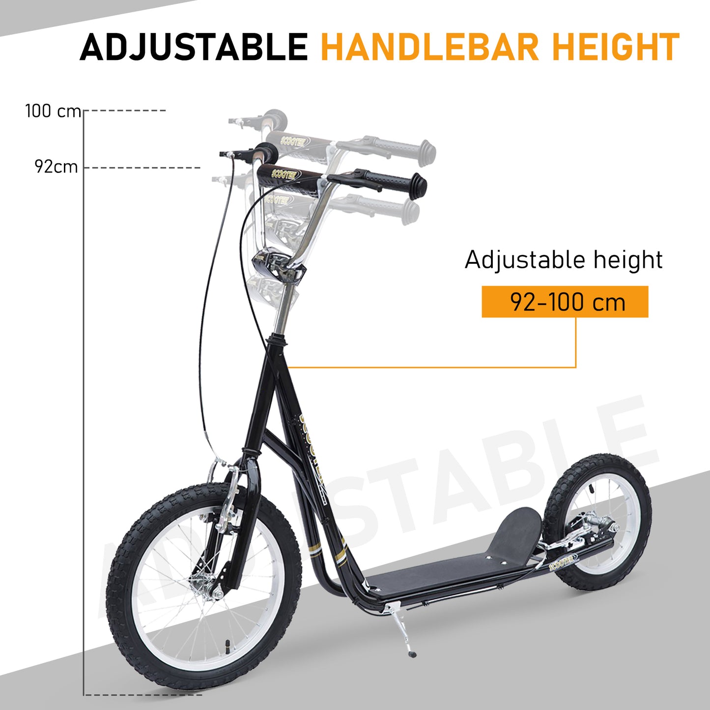 Kids Scooter, Teen Kick Scooter with Rubber Wheels, 16" Front Wheel