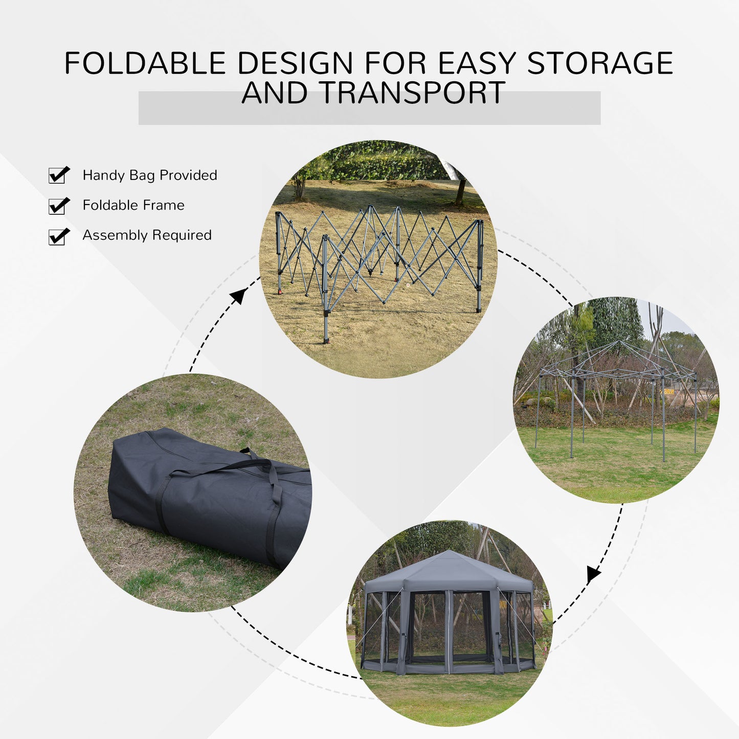 3.8m x 3.2m Pop Up Gazebo Hexagonal Canopy Tent Outdoor Sun