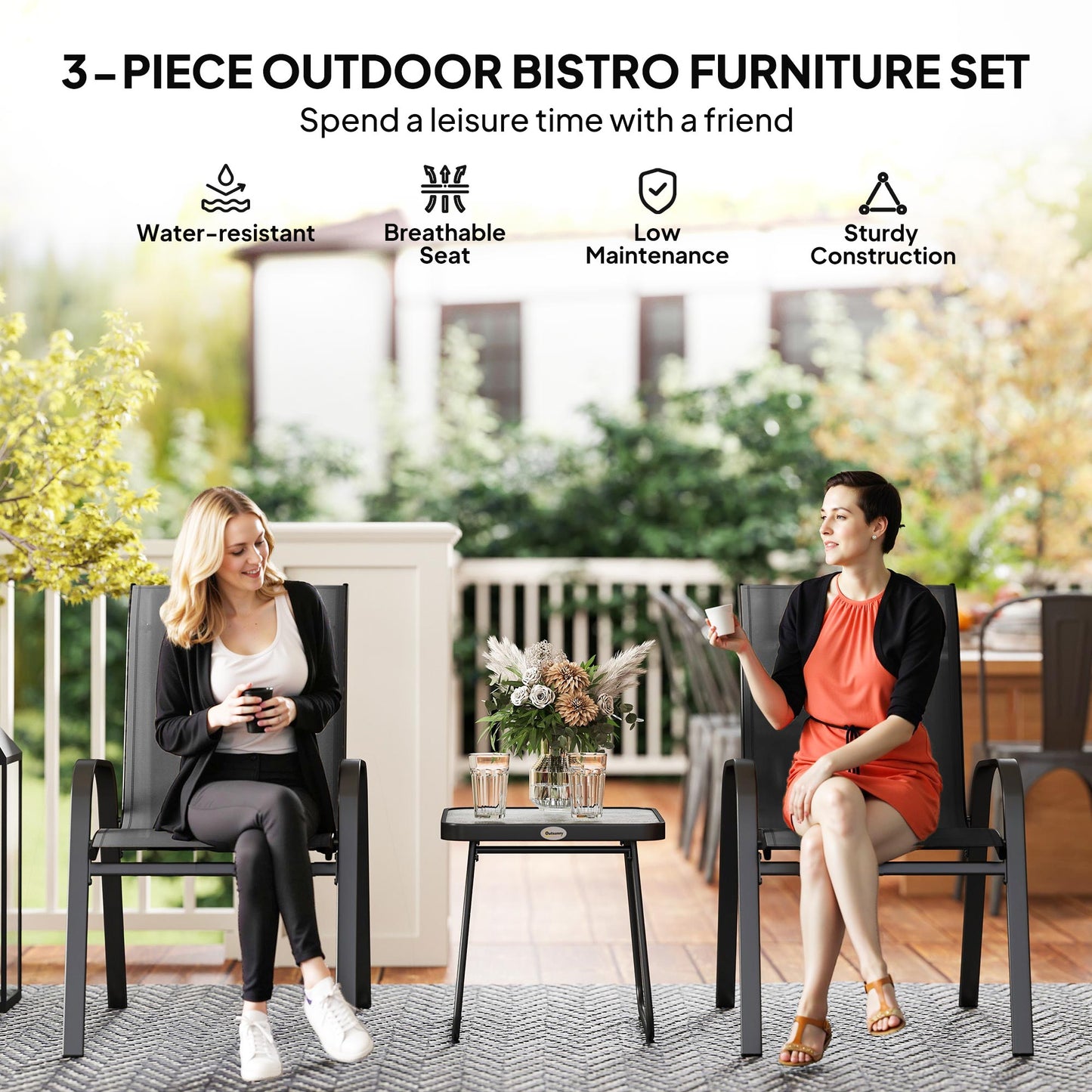 3 Pieces Outdoor Bistro Set