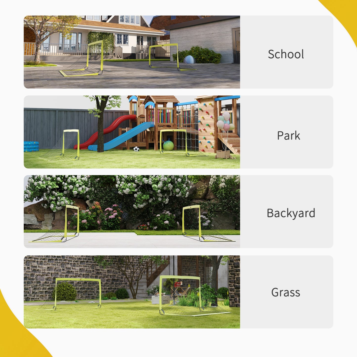 Two Football Goal Nets, Foldable Outdoor Sport Training Equipment