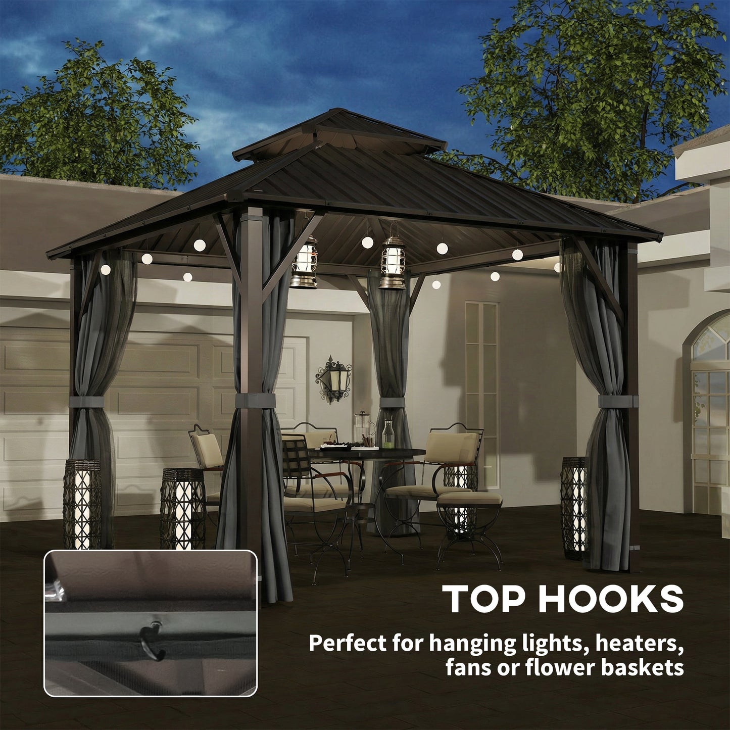 3 x 3(m) Hardtop Gazebo Canopy with Metal Roof