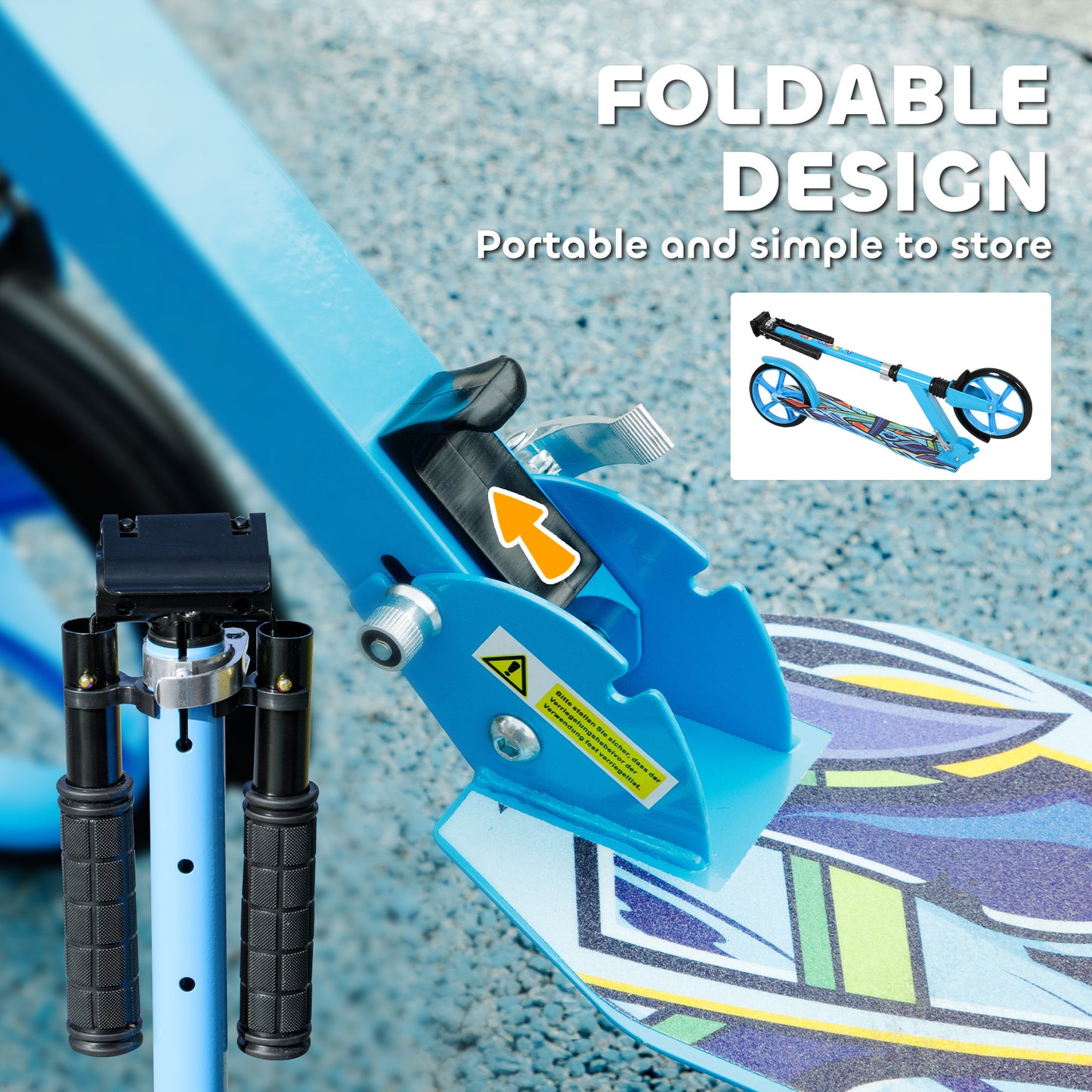 Foldable Kids Scooter with Adjustable Handlebar, 200mm Big Wheel